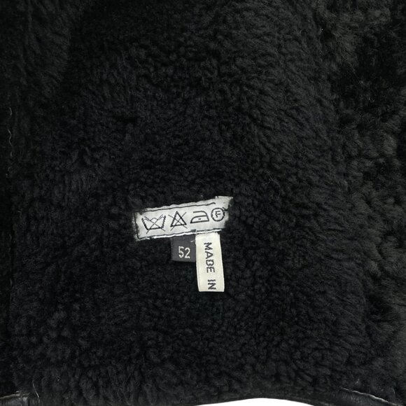 Black Shearling Sheepskin Leather Wool Biker Aviator Vest Jacket Men's 52 XL - Picture 4 of 7